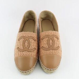 Chanel espadrille tweed/lambskin beige and brown